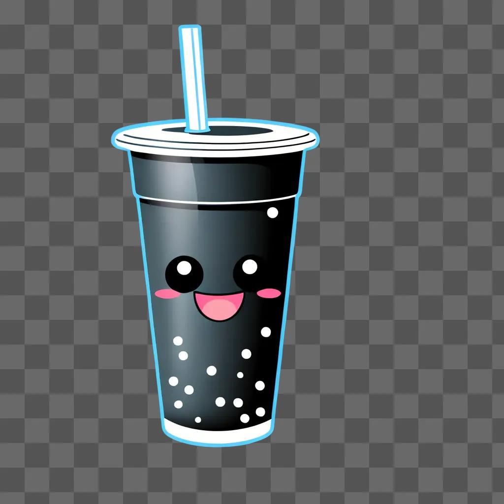 cute boba cup with a happy face on it