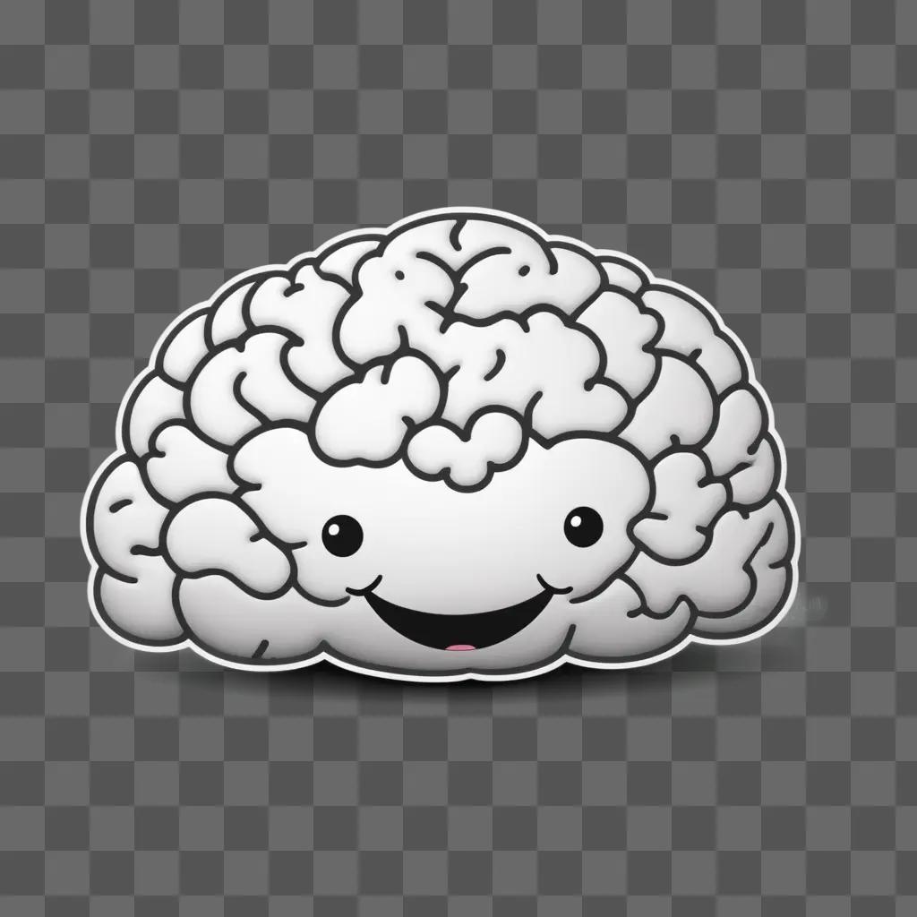 cute brain drawing with a smiling face