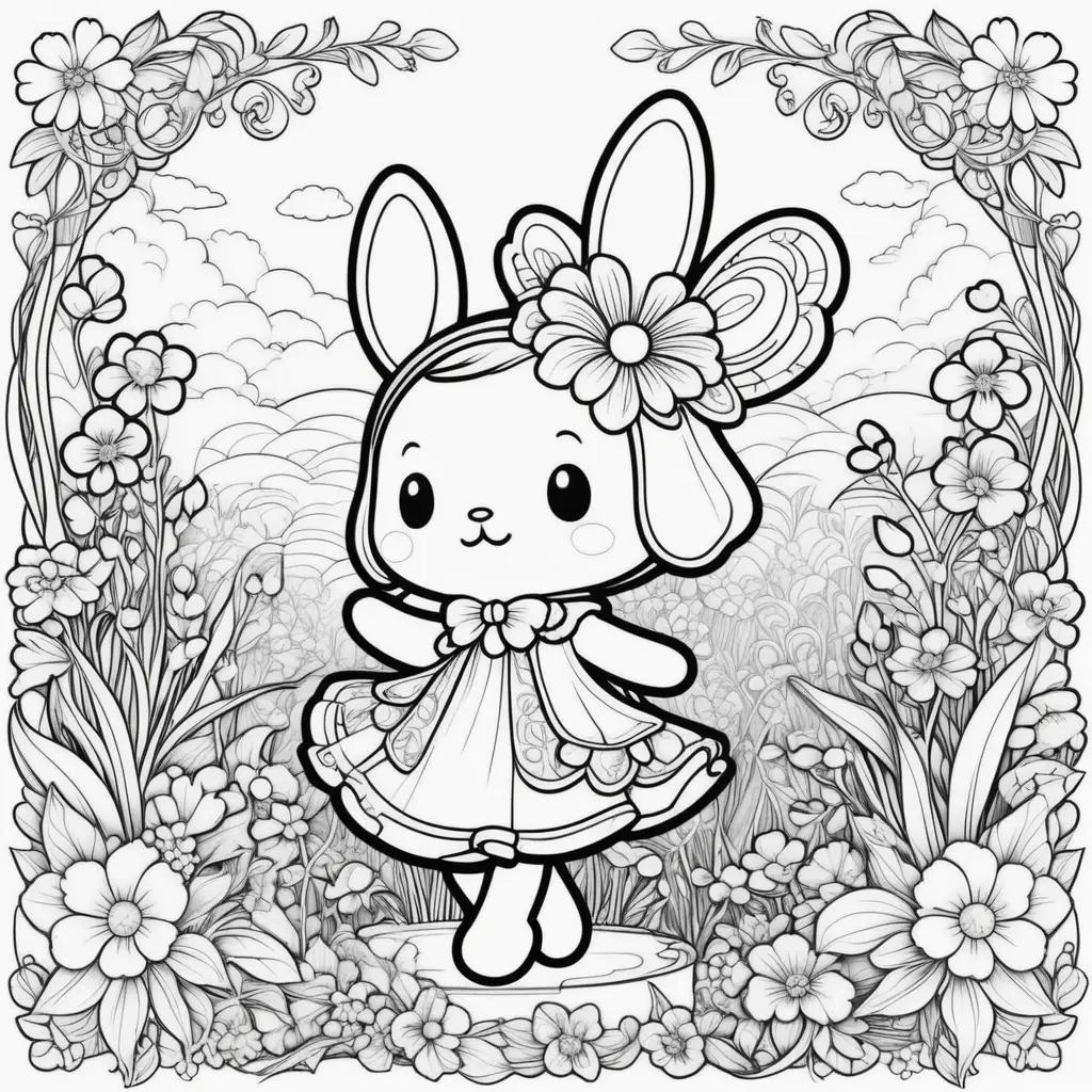 cute bunny in a flower garden