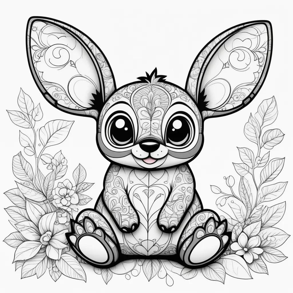 cute bunny with a stitched coloring page design