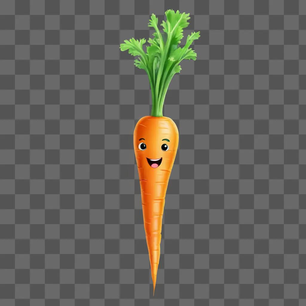 cute carrot drawing A carrot with a happy face on a yellow background