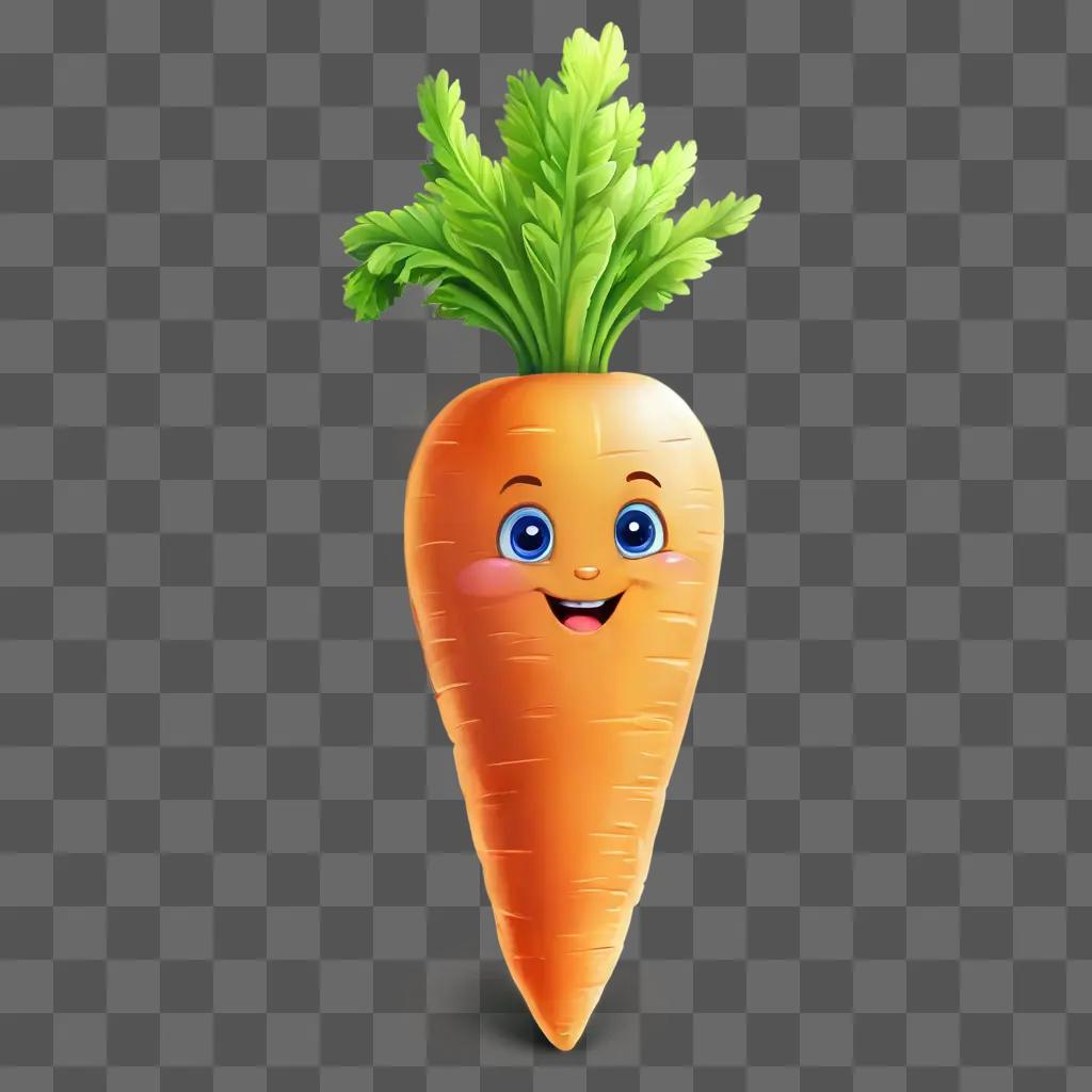 cute carrot drawing A carrot with blue eyes and green leaves