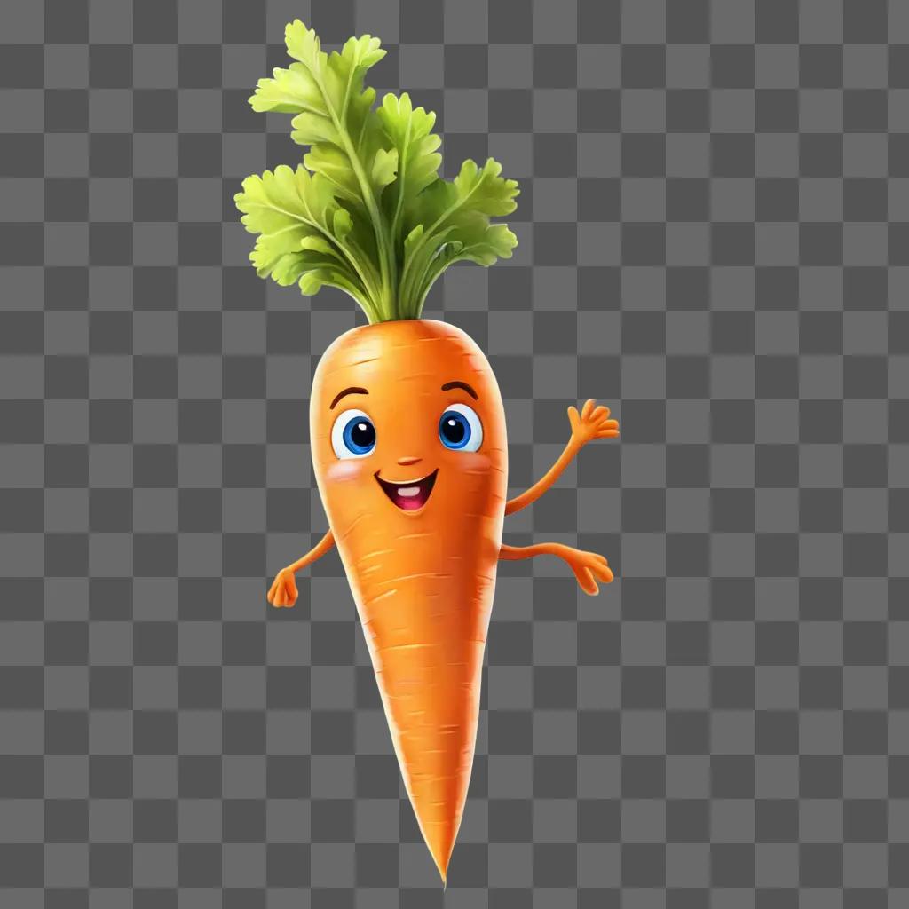 cute carrot drawing A cartoon carrot with green leaves and blue eyes