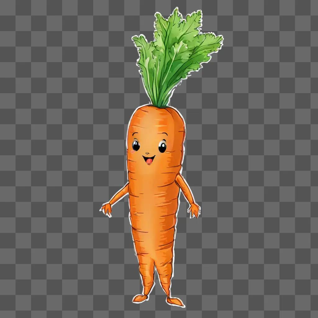 cute carrot drawing A smiling carrot with a green leaf on top