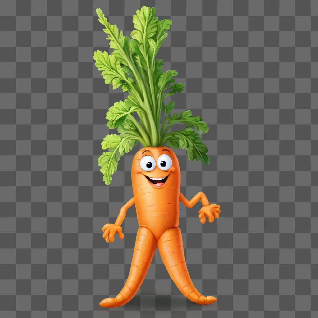 cute carrot drawing Carrot with green leaves on top and smiling face