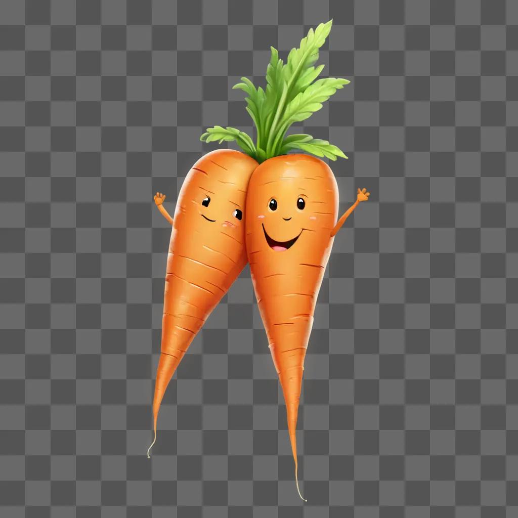 cute carrot drawing Two carrots are smiling at the camera