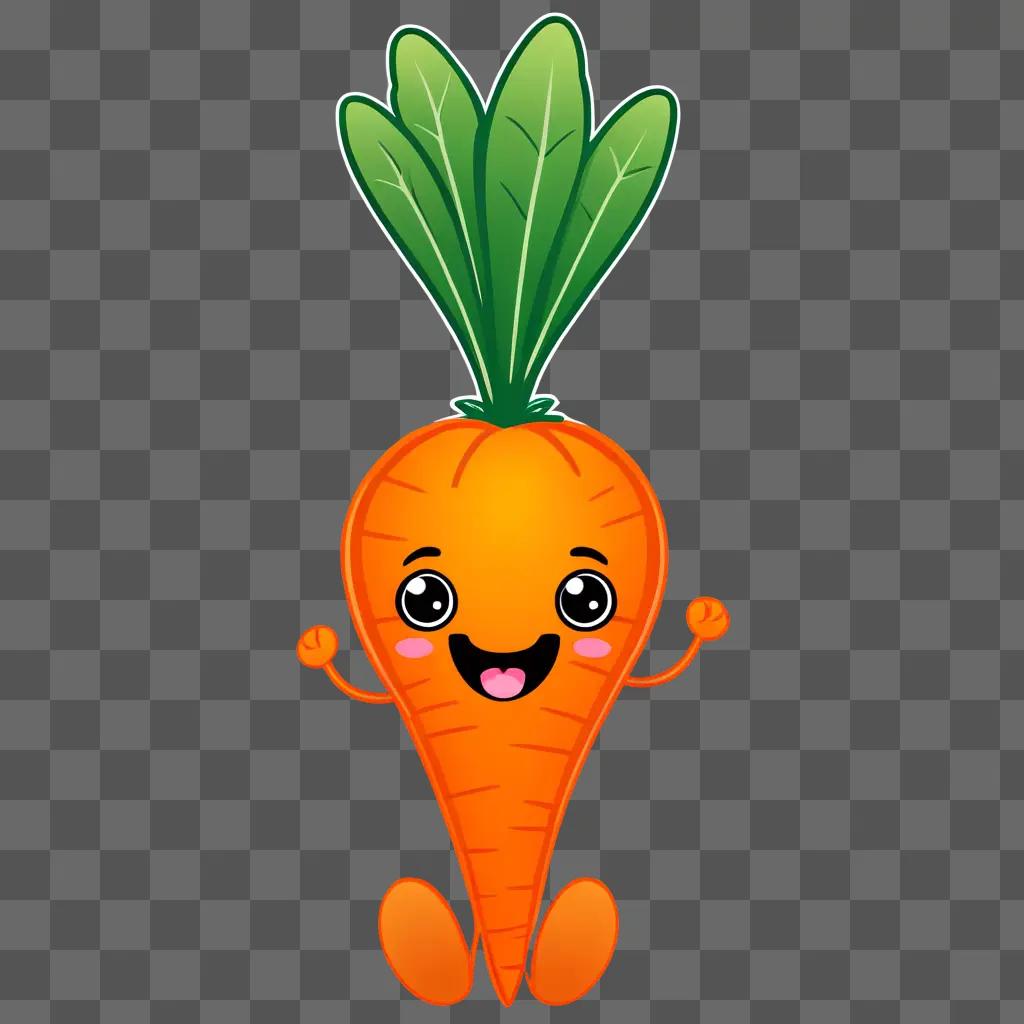 cute carrot drawing with a smiling face and big eyes