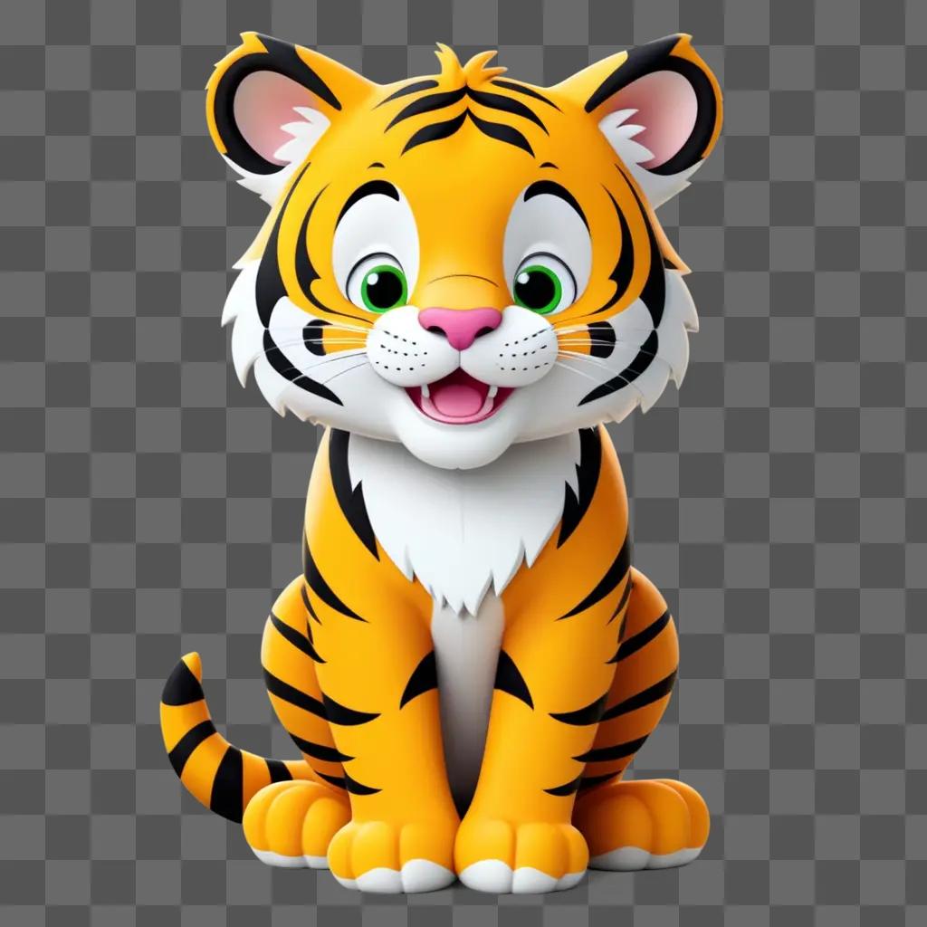 cute cartoon tiger with big eyes and big ears