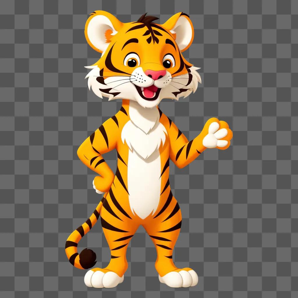 cute cartoon tiger with big eyes and smile