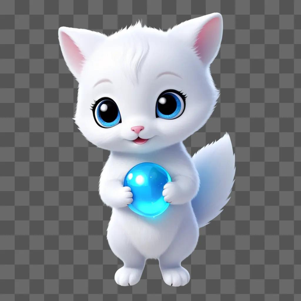 cute cat holding a transparent ball