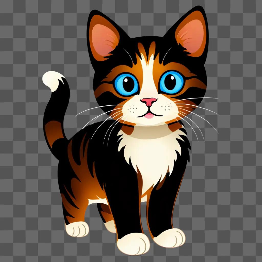 cute cat in a cartoon style on a dark background