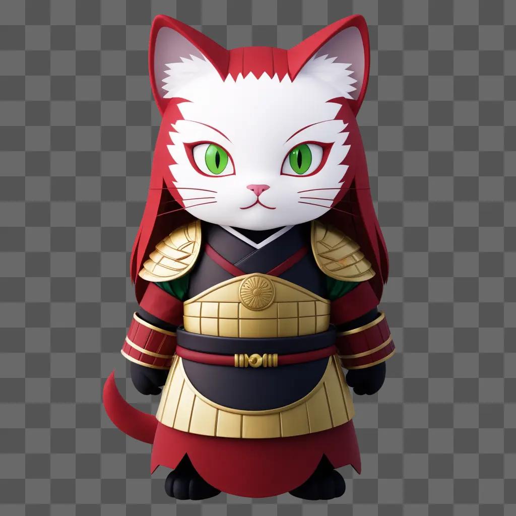 cute cat wears armor and a mask