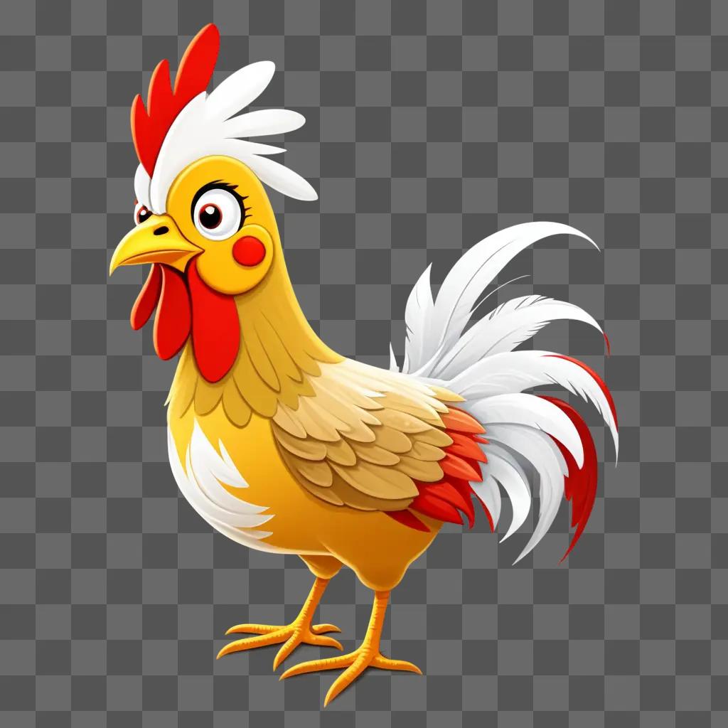 cute chicken drawing for kids with a yellow and white body