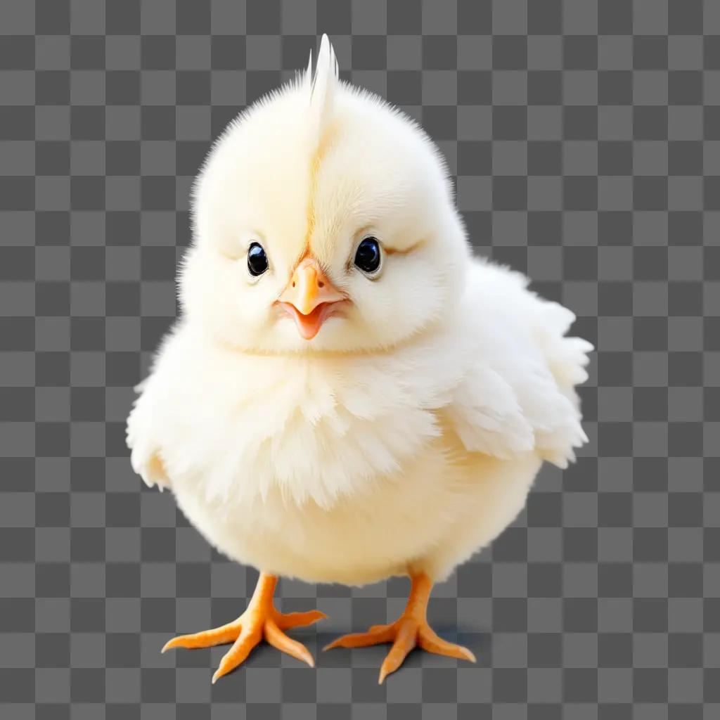 cute chicken drawing with a bright face and orange feet