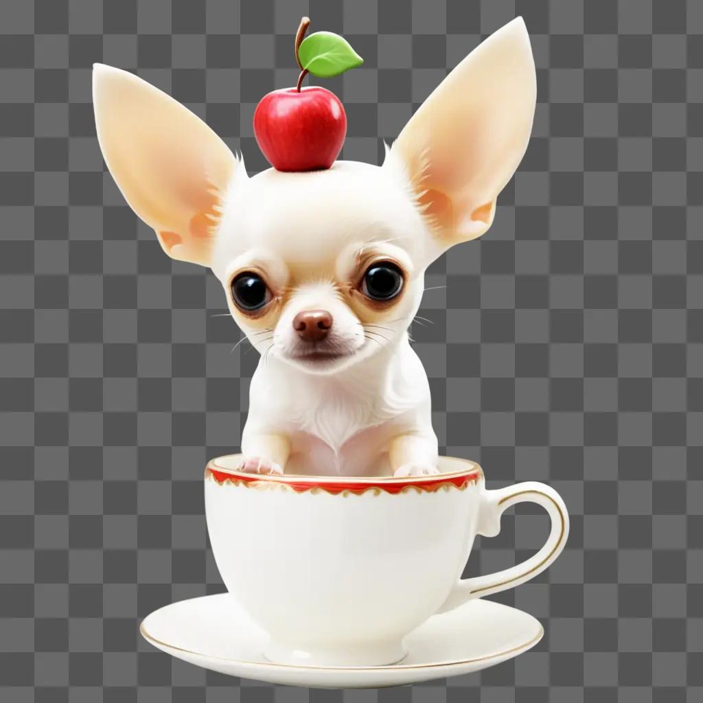 cute chihuahua with an apple head in a teacup