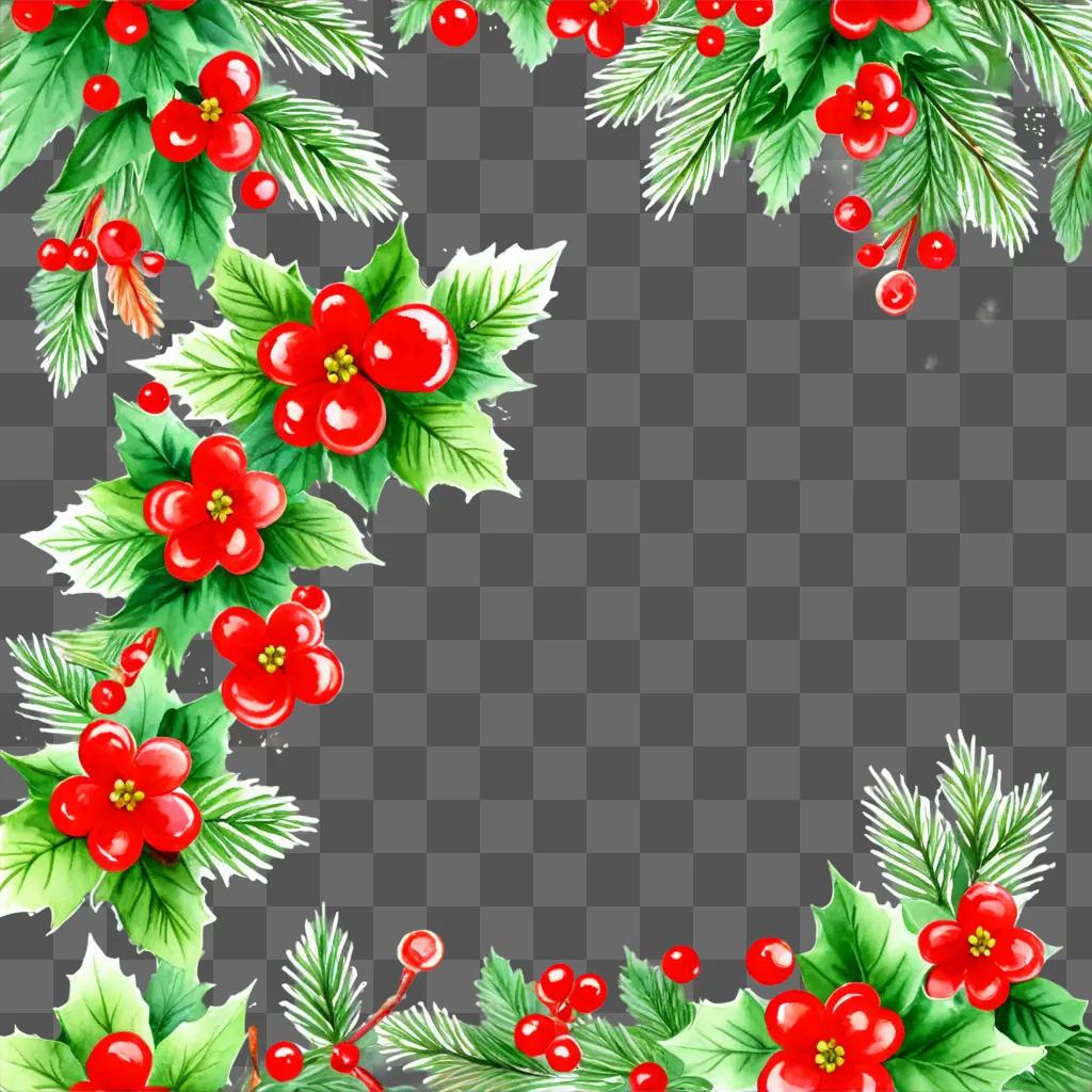 cute christmas background A festive holiday border with red berries