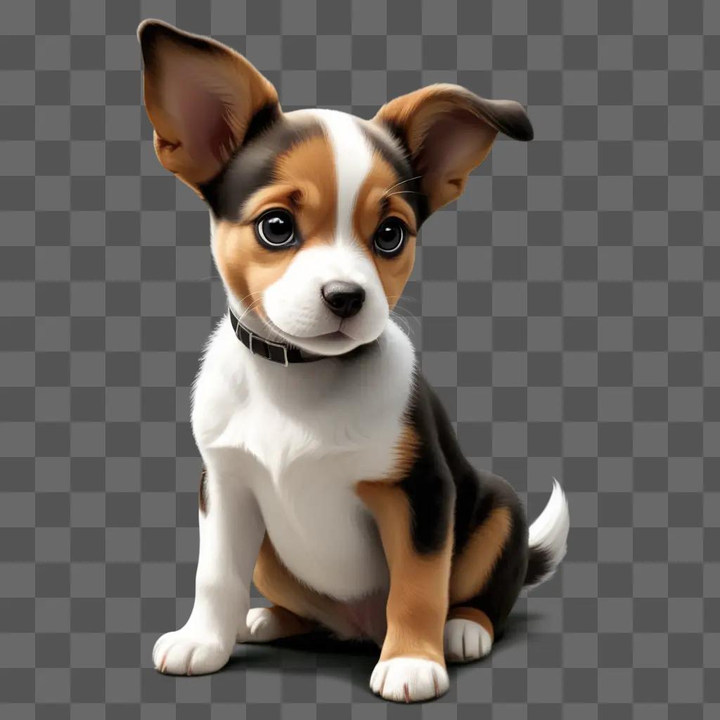 cute clipart dog sitting on a grey surface