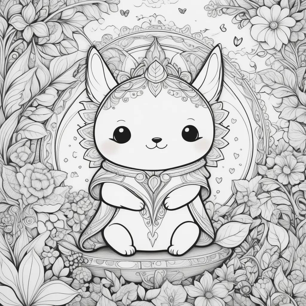 cute coloring page featuring a rabbit with a crown