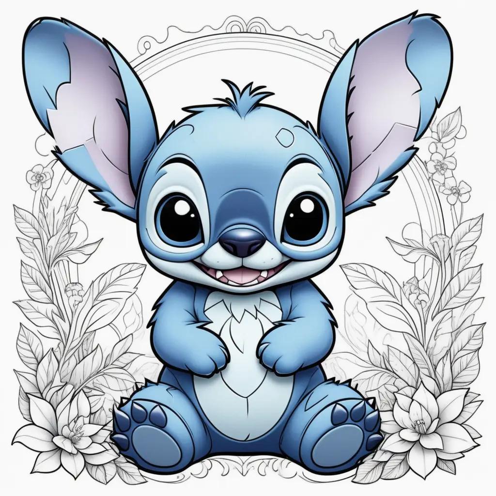 cute coloring page of a blue stitch