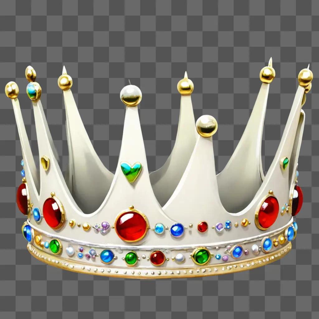 cute crown drawing A crown with gems and a heart on it