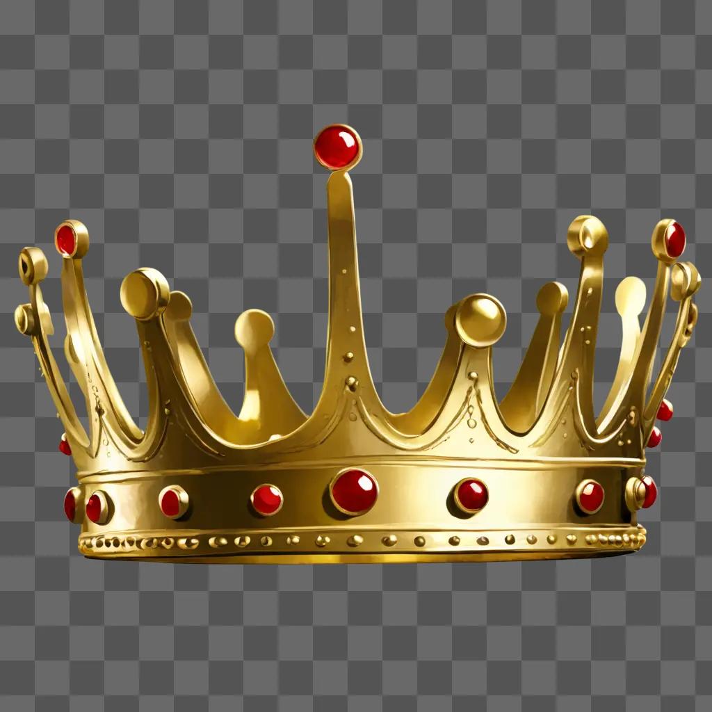 cute crown drawing A golden crown with red jewels on it