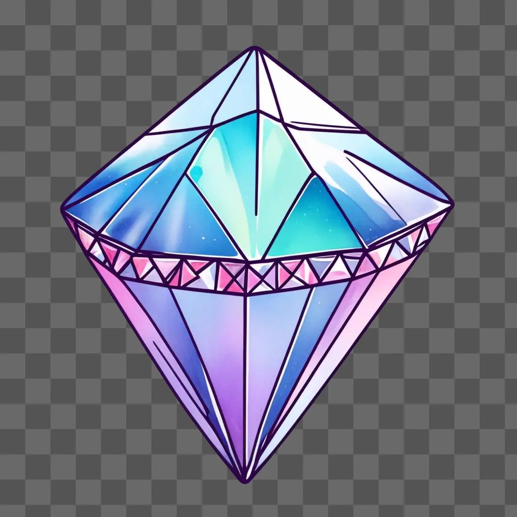 cute diamond drawing with a pink and blue color scheme