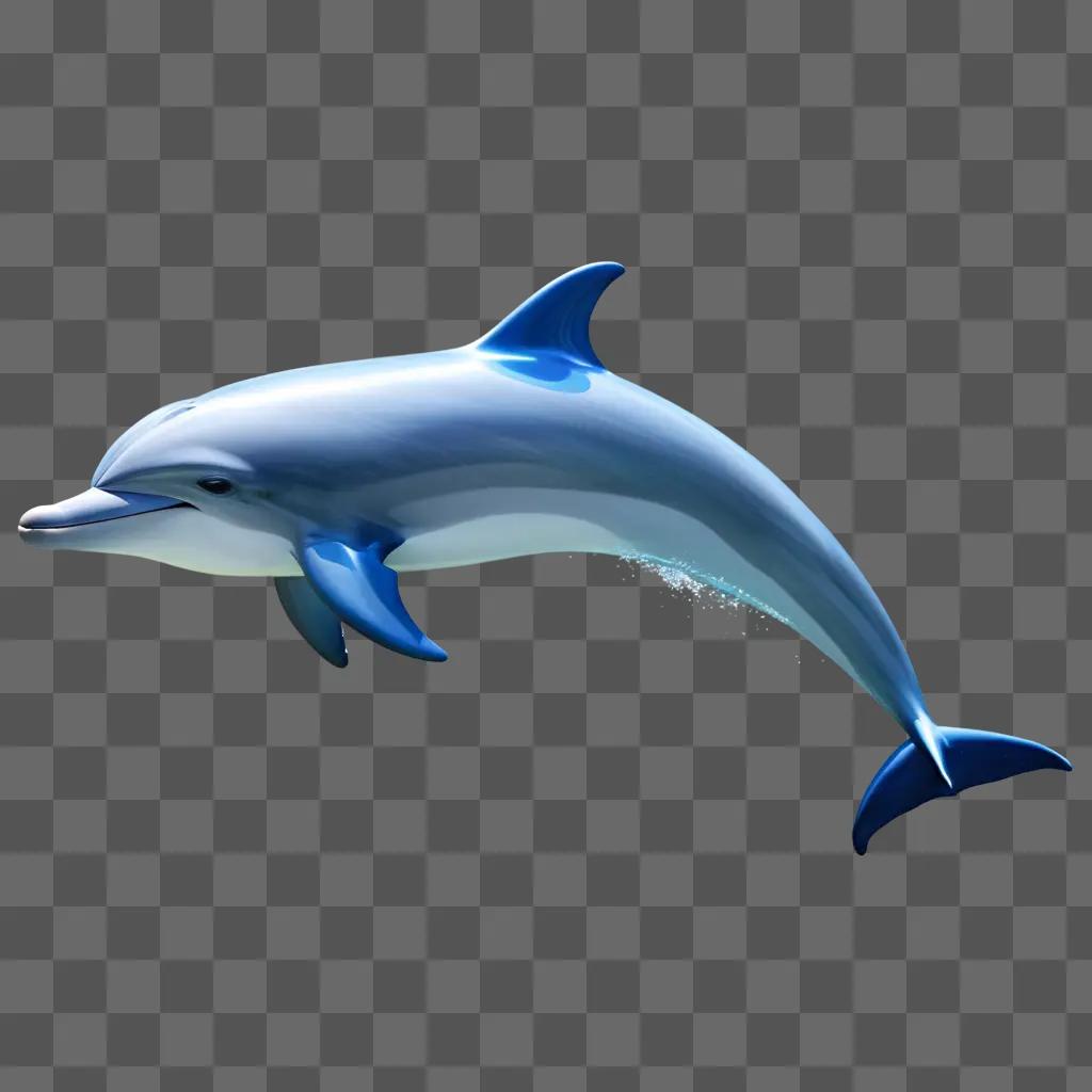 cute dolphin drawing for kids in a blue color