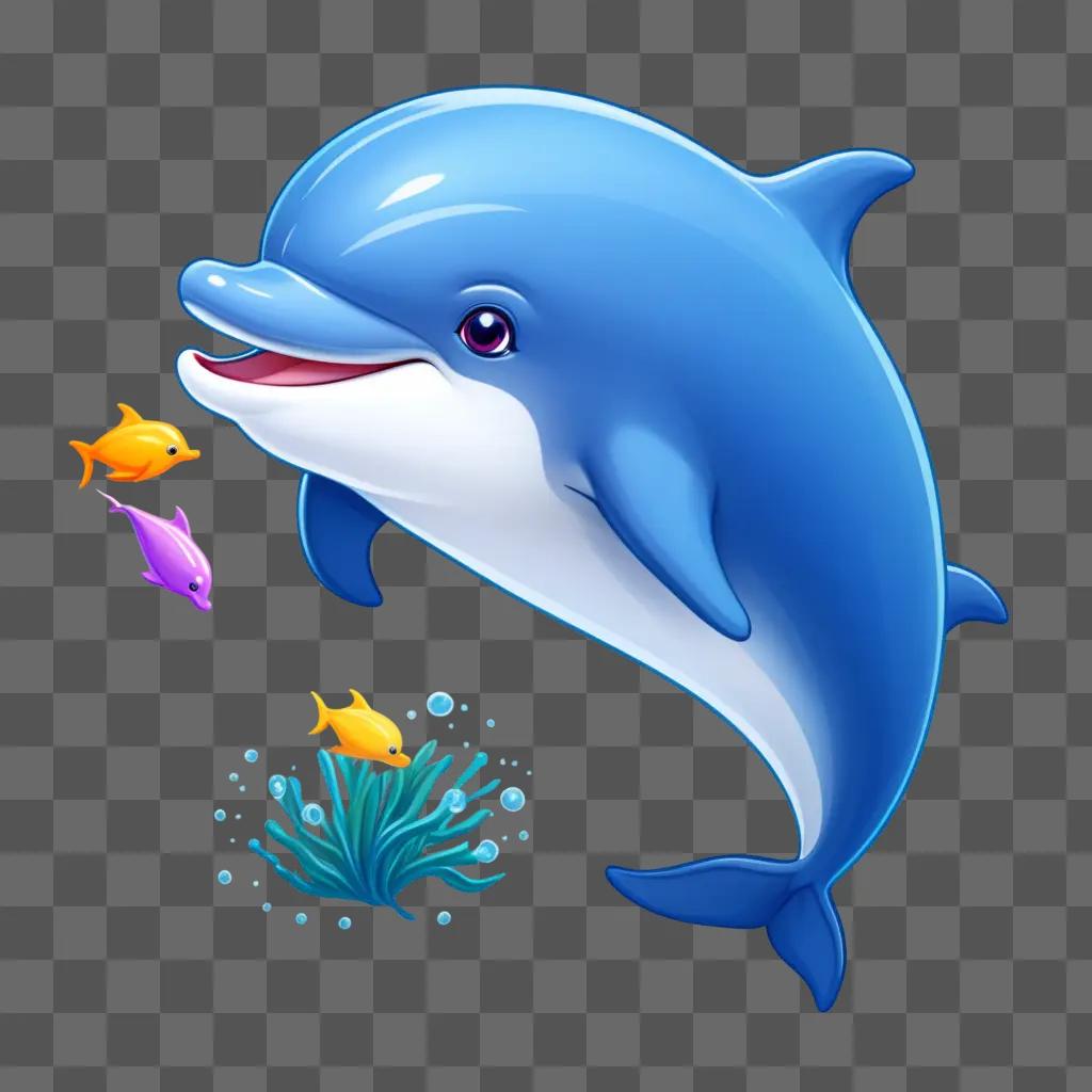 cute dolphin drawing with a smiling face and water