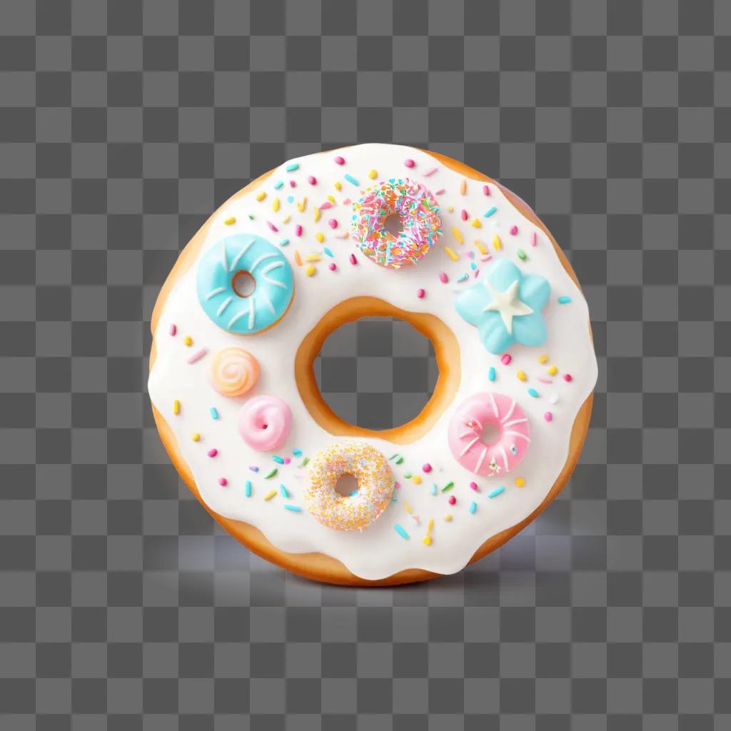 cute donut drawing with colorful sprinkles and icing