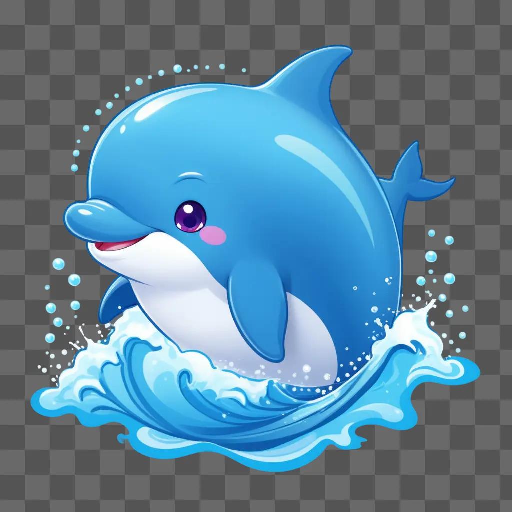 cute drawing of a dolphin in the ocean