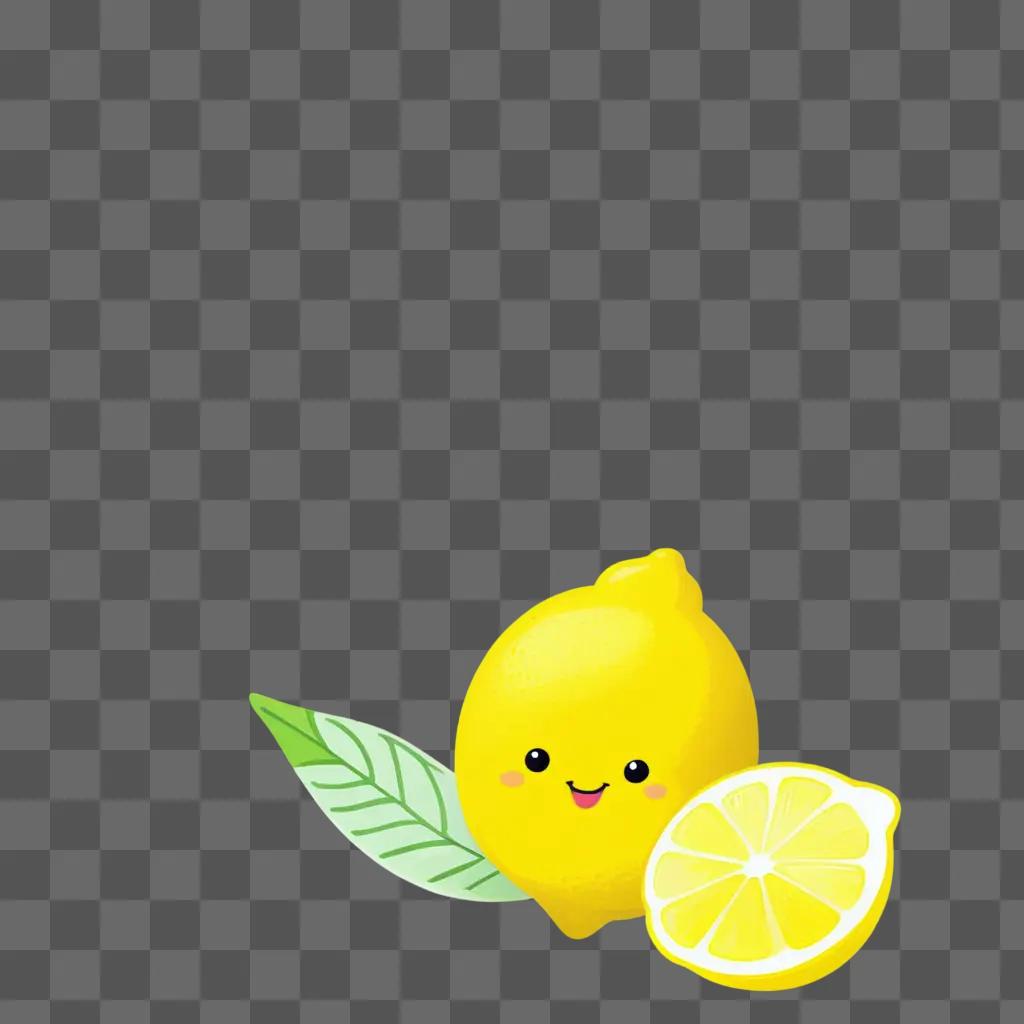 cute drawing of a lemon on a yellow background