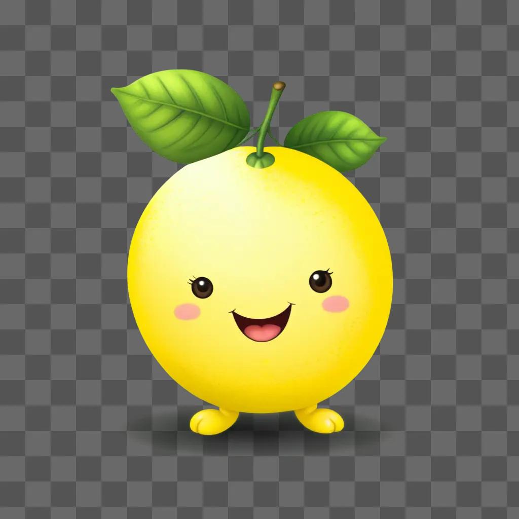 cute drawing of a lemon with a smiling face