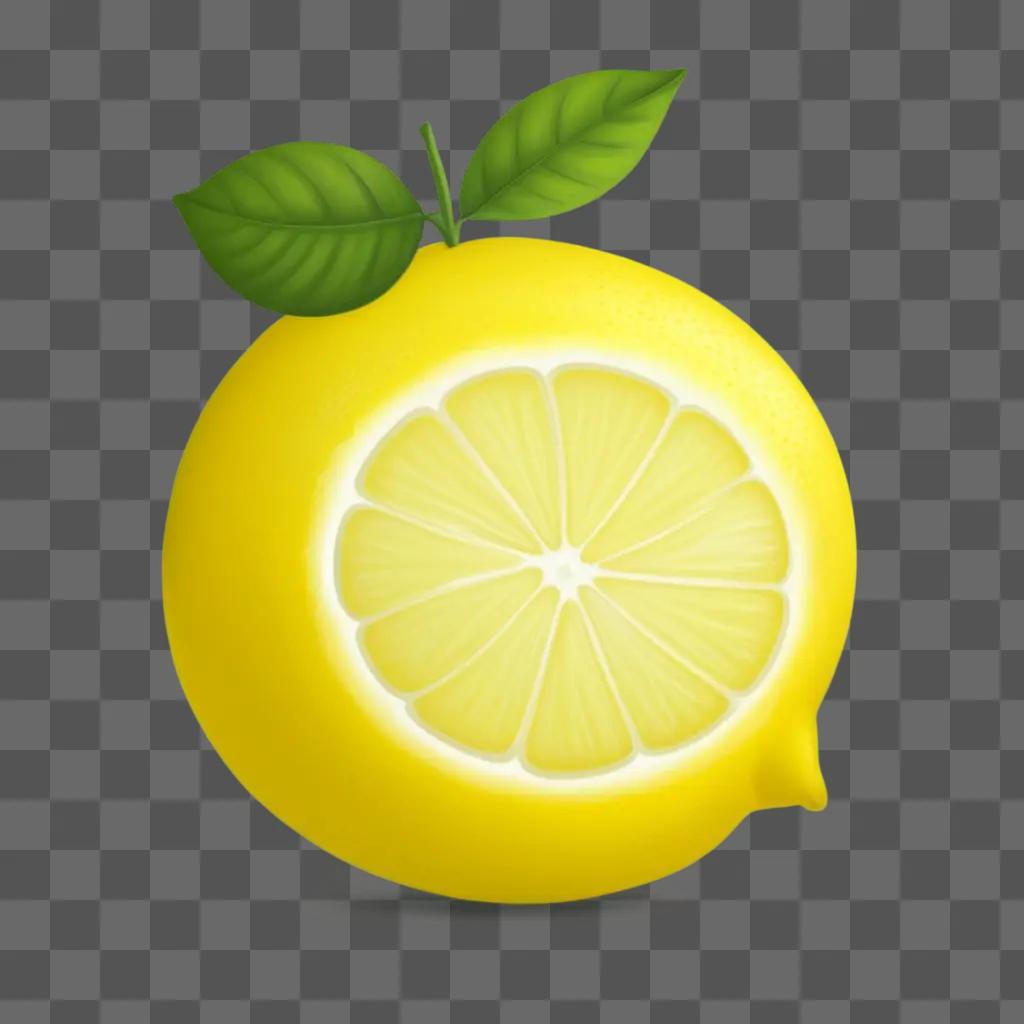 cute drawing of a lemon with leaves