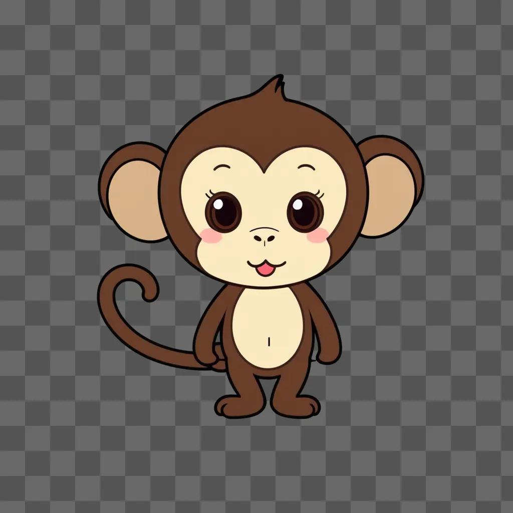 cute drawing of a monkey with big eyes and pink lips