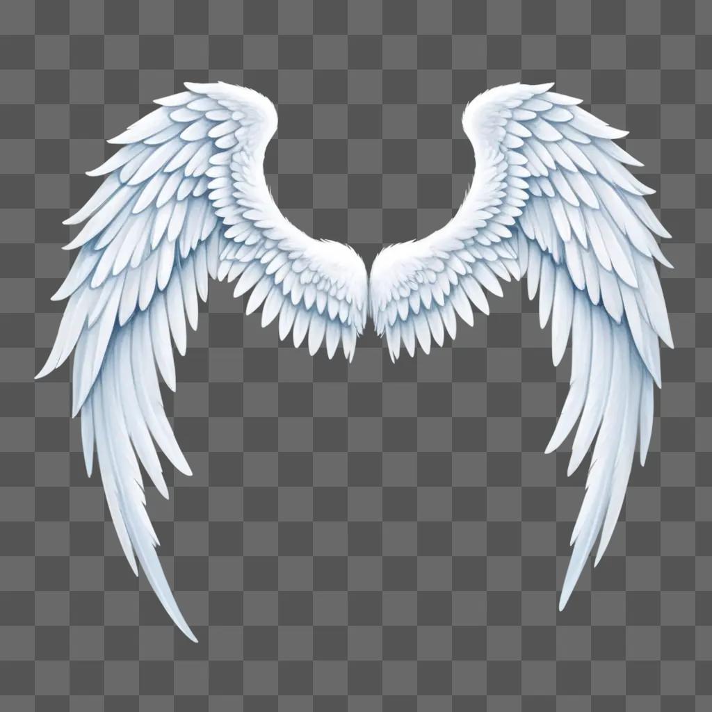 cute drawing of angel wings on a white background