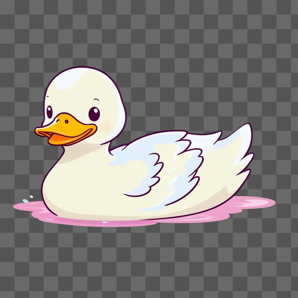 cute duck drawing with a pink background