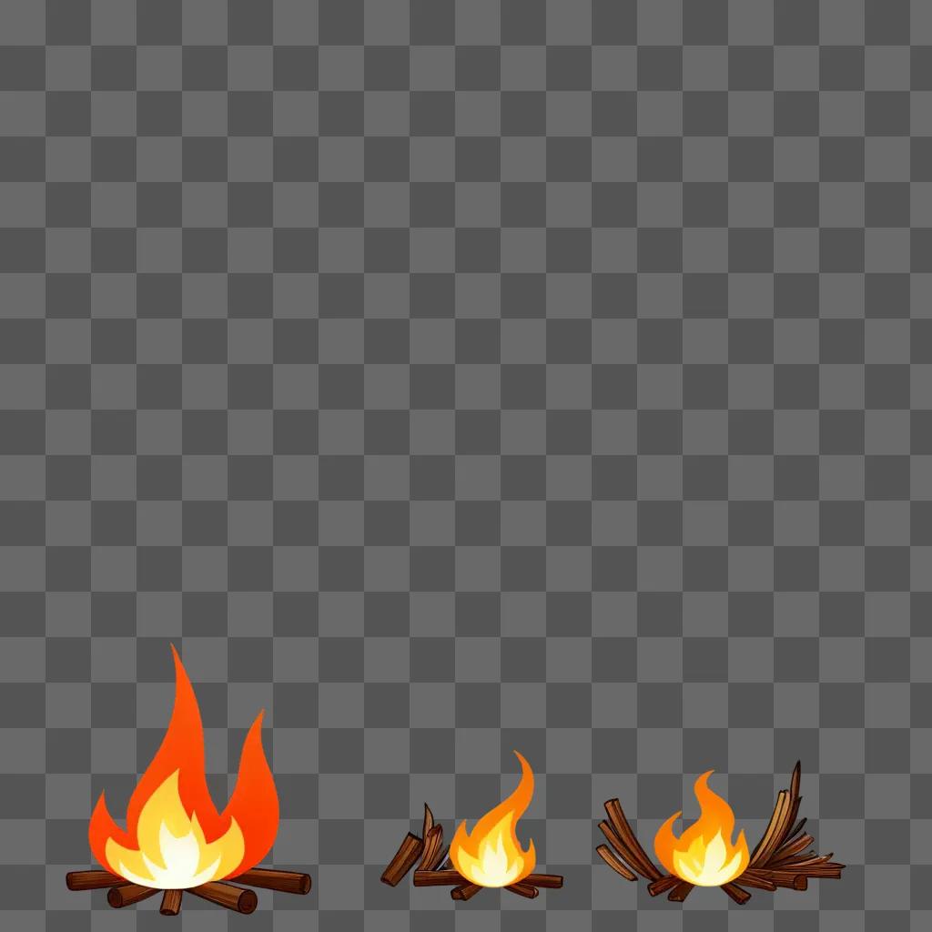 cute fire drawing on a brown background