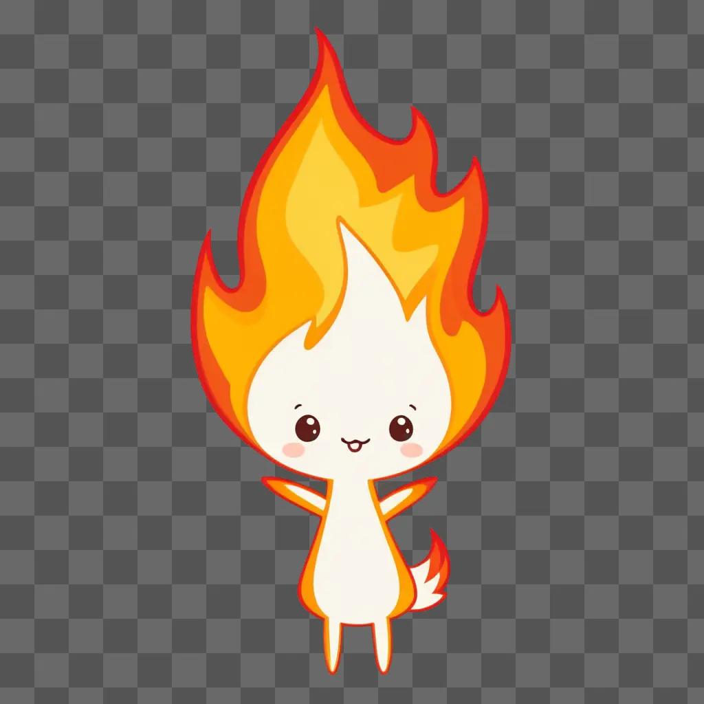 cute fire drawing with a smiling cat