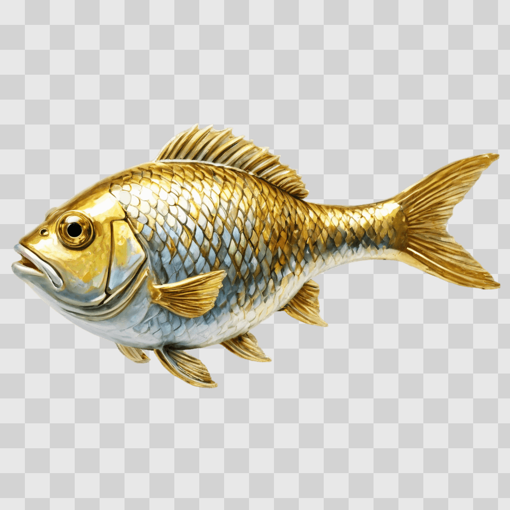 cute fish drawing A gold fish on a tan background