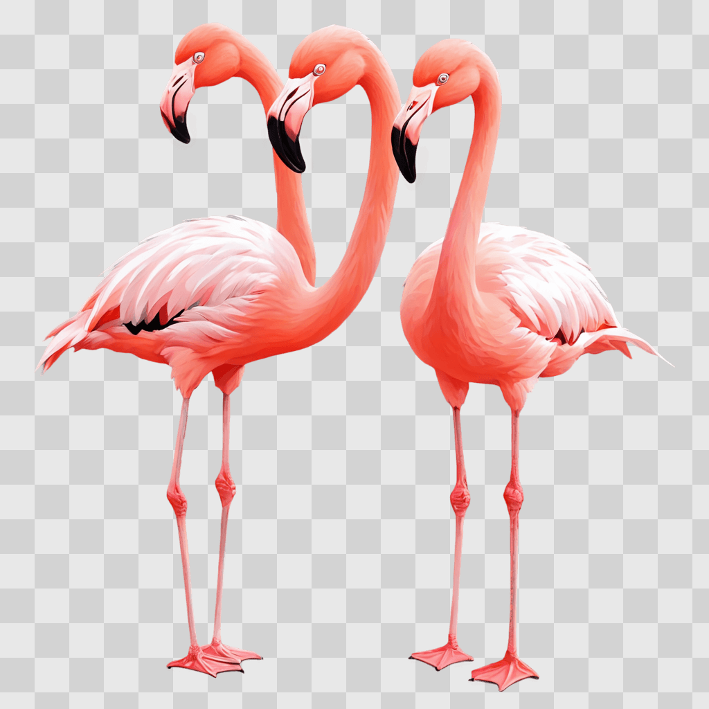 cute flamingos drawing Two pink flamingos stand together on a pink background