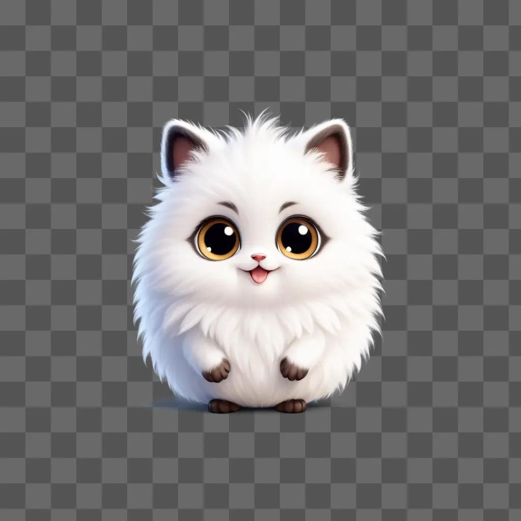 cute fluffy white cat with big eyes and a big smile