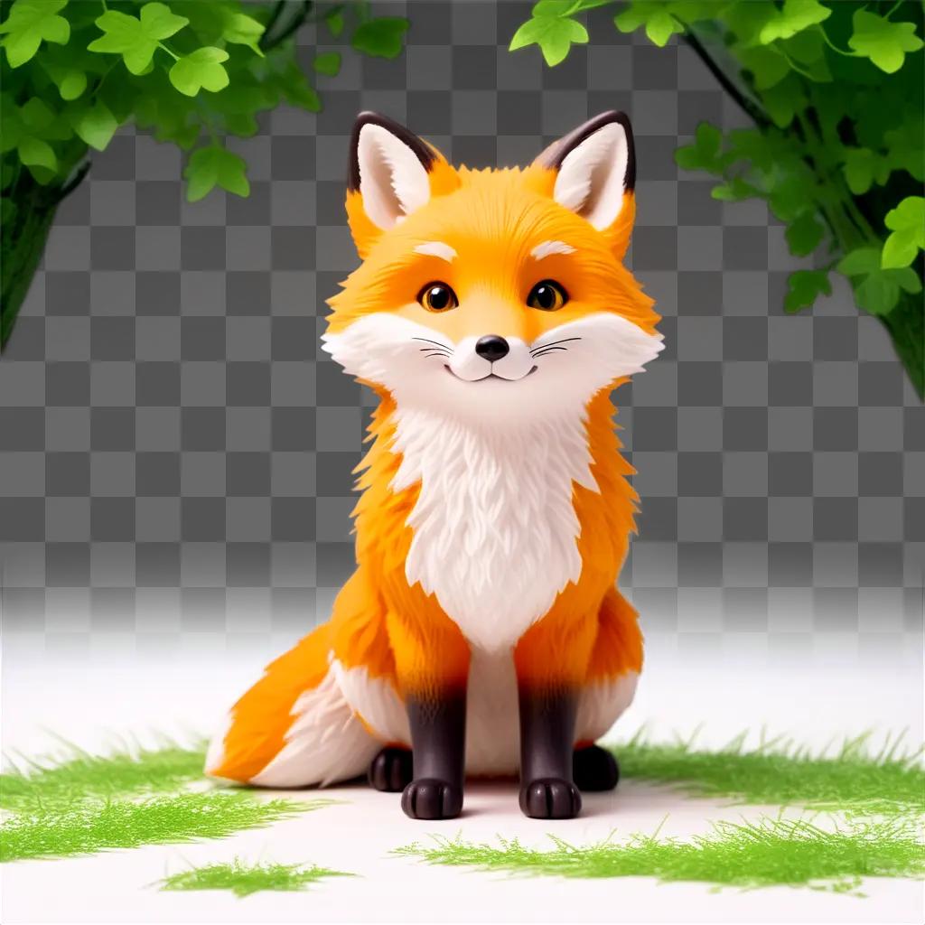 cute fox sits in the grass