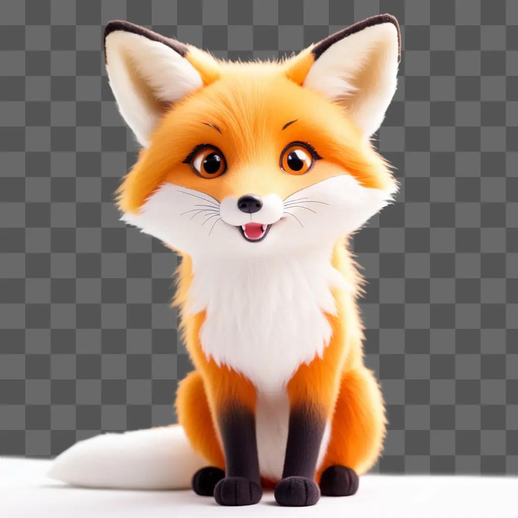 cute fox sits on a beige background