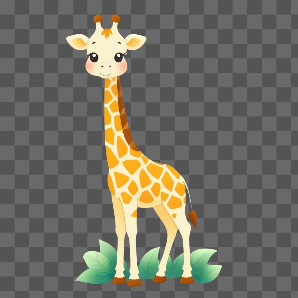 cute giraffe drawing on a beige background