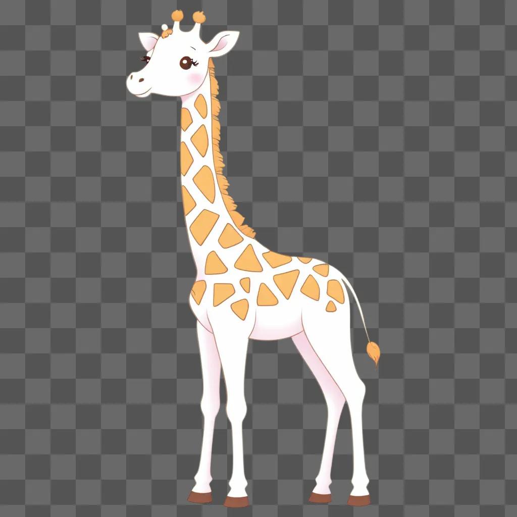 cute giraffe drawing with a pink and yellow coat