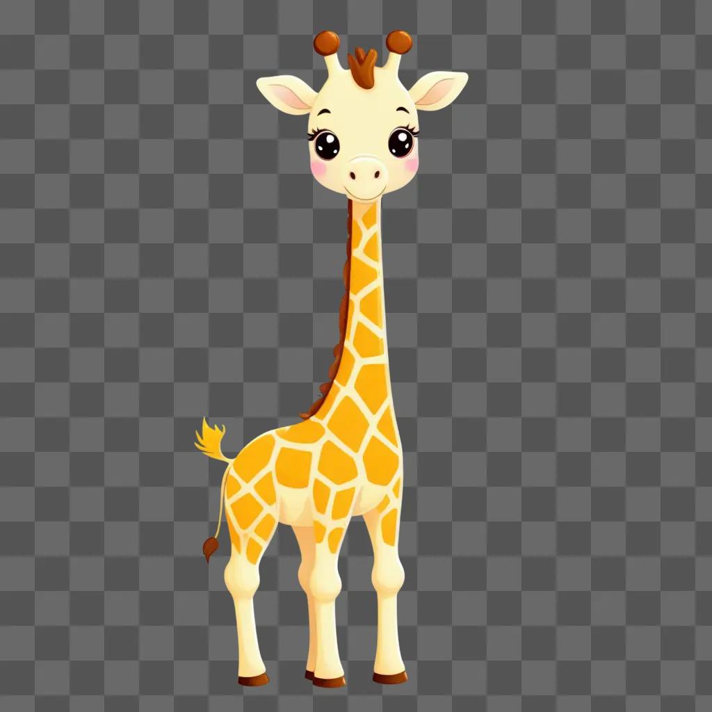 cute giraffe drawing with a pink face