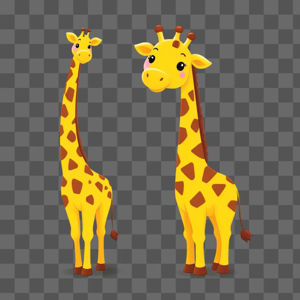 cute giraffe drawing with a yellow background