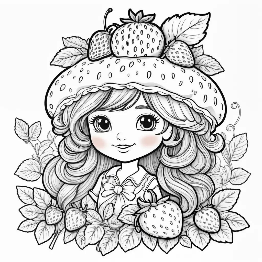 cute girl with strawberry shortcake coloring pages