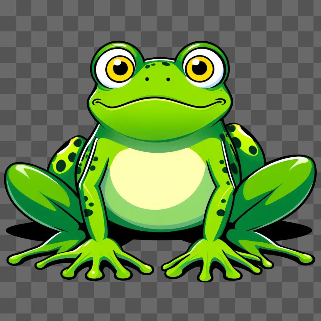 cute green frog with a happy face