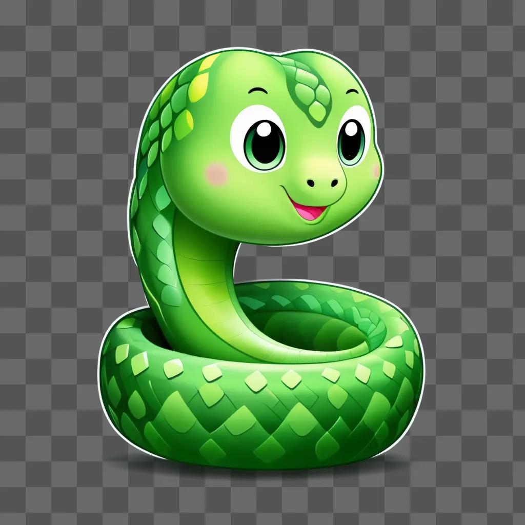 cute green snake drawing on a green background